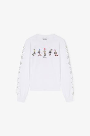 Ganni White Daisy Duck Long-sleeve T-shirt - Size XS Organic Cotton