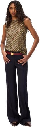 Missoni Criss-cross Tartan Crew Neck Top in Green & Gold at Nordstrom, Size 44 It