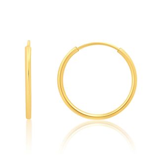 MAX + STONE Solid 14k Gold Hoop Earrings 1mm Tube Flex Continuous in 10mm-14mm (0.4-1 Inch) Diameter Gold Hoop Earrings