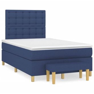 vidaXL Cama Box Spring Con Colch&oacute;n Tela Azul 120x190 Cm Vidaxl