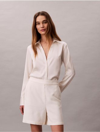 Calvin Klein Womens Textured Shine Shorts - Neutral - XL