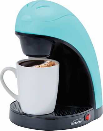 Brentwood Single Serve Coffee Maker with Porcelain Mug in Blue