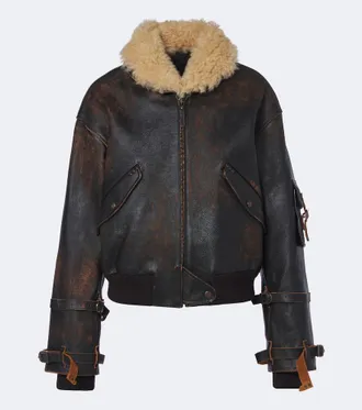 Ralph Lauren Collection Giacca Lianne in pelle con shearling
