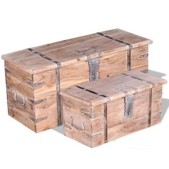 vidaXL Set De Ba&uacute;l De Almacenamiento De Madera De Acacia 2 Unidades Vidaxl