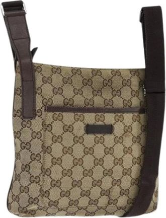 Gucci Pre-owned Cross Body Bags, female, Beige, Size: ONE SIZE Pre-owned Canvas Cross Body Bag