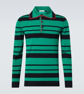 Wales Bonner Polo Sitar in lana e seta a righe