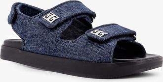 Givenchy Womens Strap Flat Denim Sandals Blue Denim-Pelle Denim/pelle