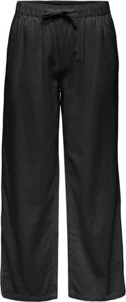 Only Culotte ONLY ONLGOA MW LIN BL PULL-UP CULOTTE CC PNT, Damen, Gr. XL, N-Gr, schwarz, Web, Obermaterial: 70% Viskose, 30% Leinen, unifarben, kn&ouml;chelfrei