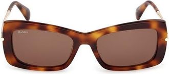 Max Mara 54mm Rectangular Sunglasses in Blonde Havana Gold /Brown at Nordstrom