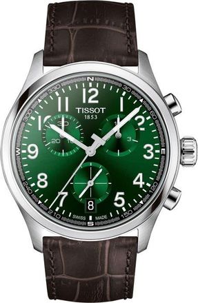 Tissot Chrono L Croc-Embossed Leather Strap Watch, 42mm in Green at Nordstrom