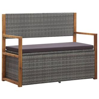 vidaXL Banco De Almacenaje Rat&aacute;n Sint&eacute;tico Madera Acacia Gris 115 Cm Vidaxl
