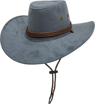 Generic Suede Cowboy Hat British Style Western Rancher Hat for Unisex Mens Cowboy 7 1/4 (BU2, M)