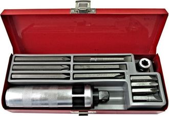 Trade Shop Trade Shop - Destornillador De Impacto De Percusi&oacute;n 12 Piezas Reversible Cromo Vanadio