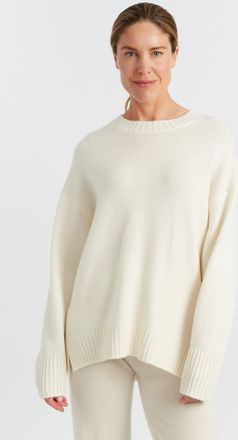 Chinti and Parker Cream Pure Cashmere Crew Neck Sweater