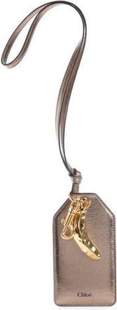 Chlo&eacute; Banana Metallic Leather Bag Charm in 074 Shiny Grey at Nordstrom Rack