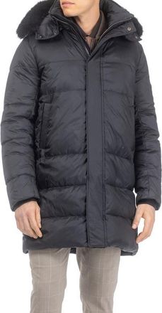 Gorski Mens Apres-Ski Parka with Detachable Toscana Lamb Hood Trim in Black/black at Nordstrom, Size Medium