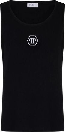 Philipp Plein Hexagon Tank Top - Heren - Tops zonder mouwen - Zwart - M - Katoen - Tops