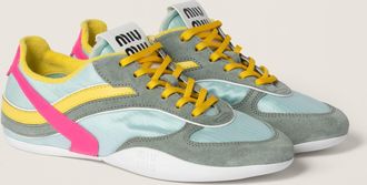 Miu Miu Gymnasium technical fabric and suede sneakers