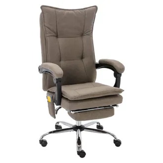 vidaXL Silla De Oficina De Masaje De Tela Gris Taup&eacute; Vidaxl