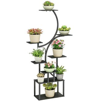 OEM Portapiante A 8 Livelli Con Design A S Per Interni Ed Esterni, In Metallo, 74x26x158.5 Cm, Nero
