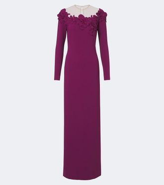 Costarellos Embellished floral-appliqu&eacute; gown