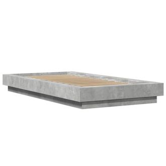 Berkfield Home Durable Bed Frame with LED Lights without Mattress Concrete Grey