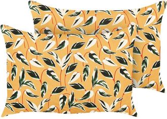 Beliani Conjunto De 2 Cojines De Jard&iacute;n Almohada De Exterior 40 X 60 Cm Poli&eacute;ster Motivo Hojas Multicolor Taggia