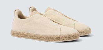 Ermenegildo Zegna Triple Stitch canvas slip-on sneakers
