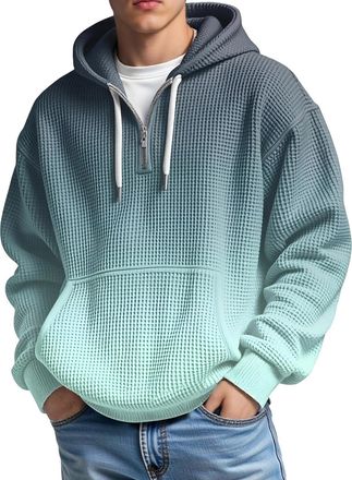 Generic Jumpers for Men UK Mens Waffle Hoodie Zip-Up Lightweight Jackets Fleece White Thermal Jumper Full-Zip Outdoor Winter Jacket Tactical Hoodies Sweatshir