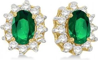 Allurez Oval Emerald & Diamond Accented Earrings 14k Yellow Gold (2.05ct)