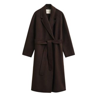 GANT Handgestikt Mantel met Riem - Dames - Mantels - Bruin - Maat: XS Wol