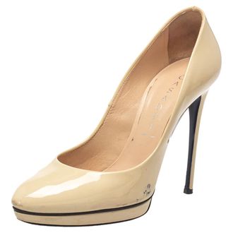 Casadei Beige Patent Leather Pumps