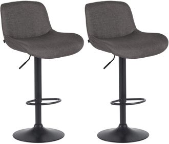 Clp Lote De 2 Taburetes De Bar Solon Negro Gris Oscuro Tela