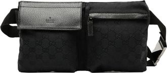 Gucci Marsupio Double Pocket in tela GG con tasche 2000-2015 - Nero