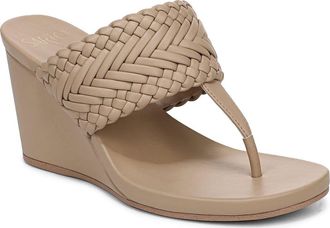Franco Sarto Talea Genuine Calf Hair Wedge Sandal in Mocha at Nordstrom, Size 8.5