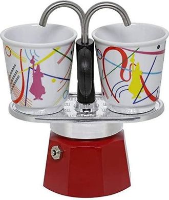 Bialetti Mini Express - Set De Cafetera Espresso - Azul + 2 Tazas De La Colecci&oacute;n Arte Kandinsky