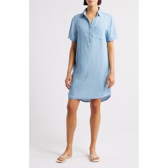 Beach Lunch Lounge Lizzy Short Sleeve Denim Dress in Light Wash at Nordstrom, Size X-Small