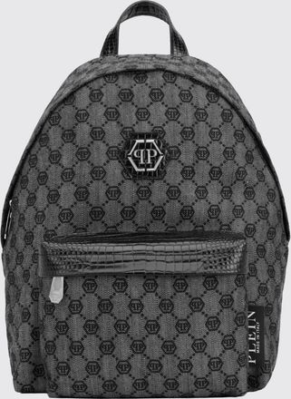 Philipp Plein Zaino in denim con monogramma jacquard e logo Hexagon