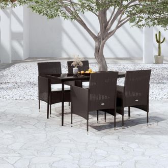 vidaXL Vidaxl - Set De Muebles De Jard&iacute;n 5 Pzas Y Cojines Rat&aacute;n Sint&eacute;tico Gris
