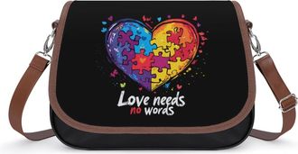 Generic Autism Love Needs No Words Small Womens Crossbody Bags Shoulder Handbag with Adjustable Strap for Travel