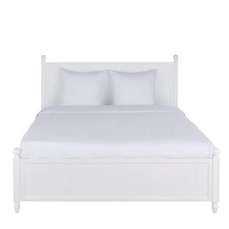 Maisons du monde Cama de madera de pino blanca 160x200 cm con somier