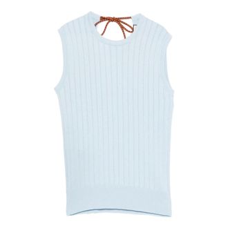 Plan C Coulisse Ribbed Jumper - female - PLAN C - V-neck Knitwear - Blue - S - Knitwear