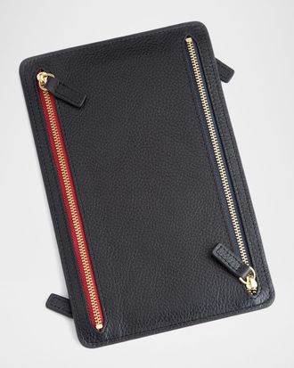 Royce Leather Monogrammed Leather RFID Blocking Foup Zip Travel Organizer