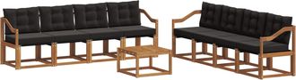 vidaXL Vidaxl Conjunto De Sof&aacute;s De Exterior 9 Uds. Natural Y Negro