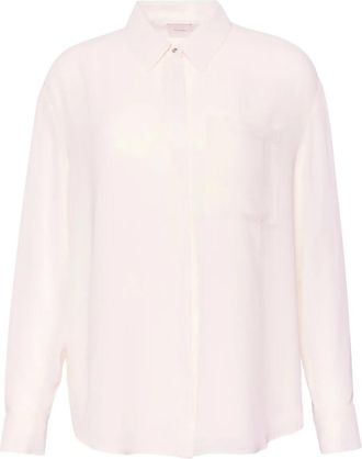 Calvin Klein Blouse met lange mouwen en rollabel - Beige
