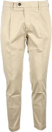 Bro-Ship Beige Cotton Stretch Trousers With Flexible Fit