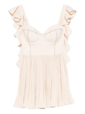 Parlor ruffled pleated mini dress - women - Polyester/Elastane - 38 - Neutrals