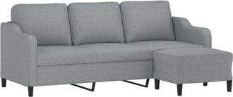 vidaXL Vidaxl - Sof&aacute; De 3 Plazas Con Taburete De Tela Gris Claro 180 Cm