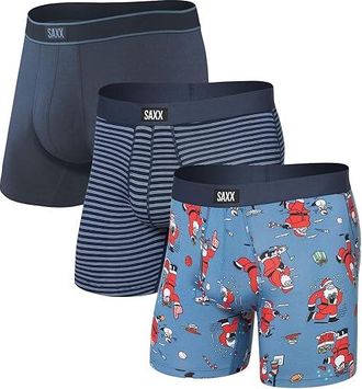 Saxx Underwear Daytripper Comfort Stretch Boxer Brief Fly 3-Pack Mens Underwear Santathalon/Stripe/Navy : XL, Elastane/Polyester