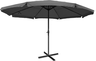 Hhg Hhg - Nunca Usado] Sombrilla Meran Pro, Sombrilla De Mercado Para Gastronom&iacute;a Con Cenefa &Oslash; 5m Poli&eacute;ster/aluminio 28kg, Antracita Sin Soporte